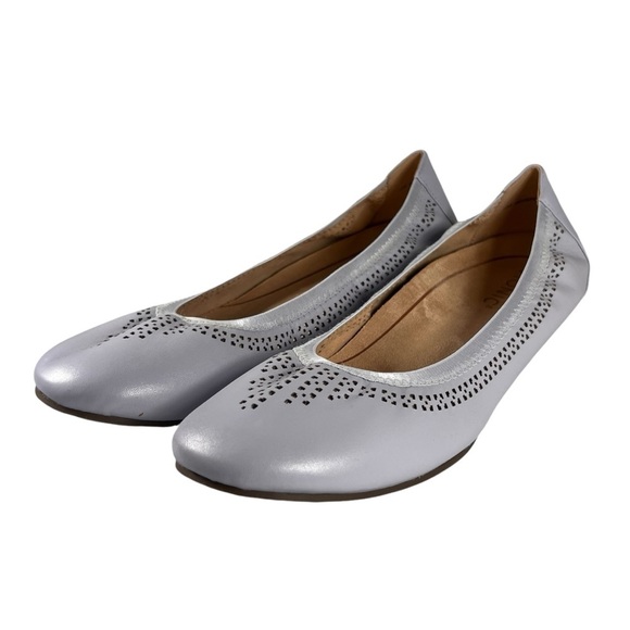 Vionic Whisper Womens Perforated Leather Ballet Flats Blue Haze Shoe Size 10 - Picture 1 of 10